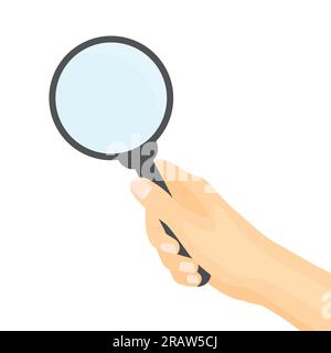 hand holding magnifying glass- vector illustration Stock Vector
