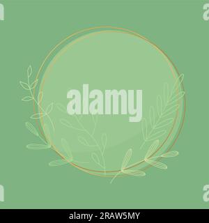 green and golden floral decorative garland, circle frame, wreath, invitation, greeting card, banner- vector illustration Stock Vector
