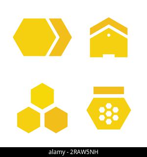 set of honey, bee hive, honey jar design element icon - vector illustration Stock Vector