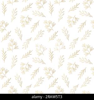 seamless golden pattern with floral elements- vector illustration Stock Vector