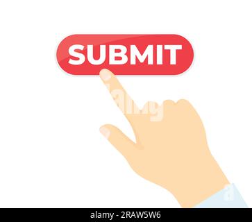 hand pressing submit button - vector illustration Stock Vector