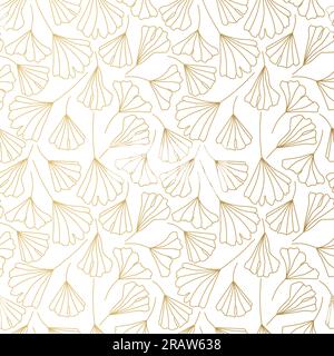 seamless golden pattern of gingko leaves, great for wedding wrapping, textile, wallpaper, greeting cards,  - vector illustration Stock Vector