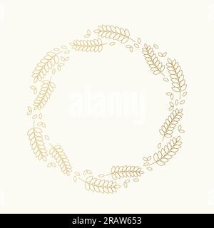 golden wheat ears wreath - vector illustration Stock Vector