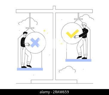 People with pros and cons line concept Stock Vector