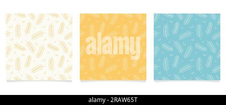 collection of seamless patterns of wheat ears -vector illustration Stock Vector