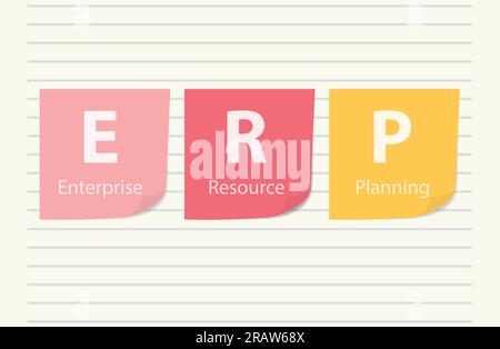 ERP Enterprise Resource Planning wriiten on colorful sticky notes- vector illustration Stock Vector