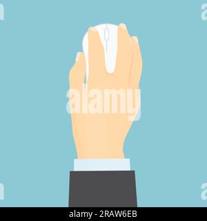 hand holding computer mouse - vector illustration Stock Vector