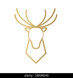 golden deer with antlers icon- vector illustration Stock Vector