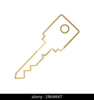 golden modern key icon- vector illustration Stock Vector