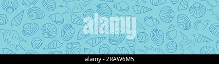 banner with sea shells pattern- vector illustration Stock Vector