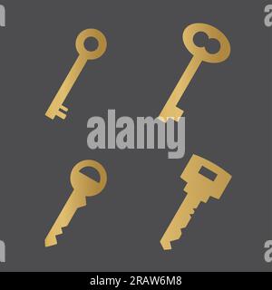 golden key icon set- vector illustration Stock Vector