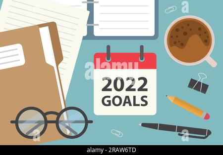 2022 goals written in calendar - vector illustration Stock Vector