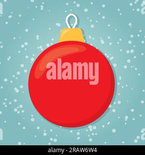 red chrismas bauble tree over snow texture- vector illustration Stock Vector