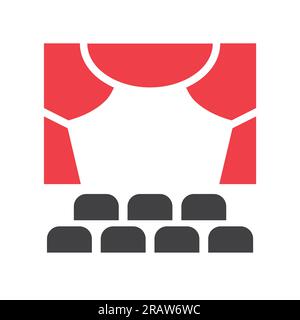 cinema, theatre hall, red stage curtains- vector illustration Stock Vector
