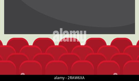 empty cinema hall with red chairs- vector illustration Stock Vector