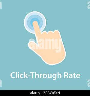 CTR Click-through rate and hand clicking icon- vector illustration Stock Vector