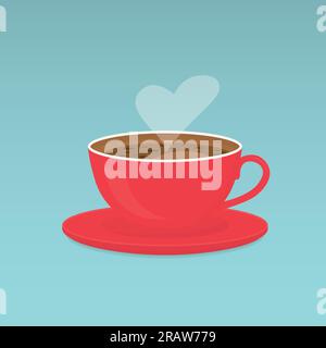 hot coffee cup with heart shaped steam- vector illustration Stock Vector
