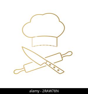 golden, cook, chef, restaurant symbol -vector illustration Stock Vector