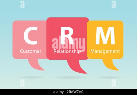 CRM Customer Relationship Management wriiten on colorful speech bubbles- vector illustration Stock Vector