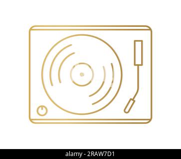 golden vinyl player, gramophone icon - vector illustration Stock Vector