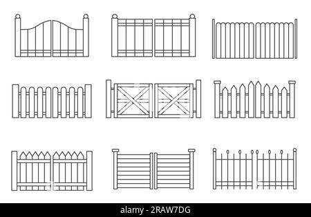 collection of modern gates- vector illustration Stock Vector