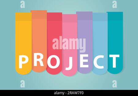 colorful project banner made with sticky notes - vector illustration Stock Vector