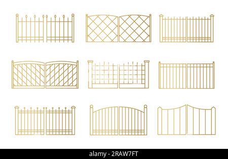 collection of golden modern gates- vector illustration Stock Vector