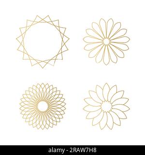 set of golden floral abstract elements- vector illustration Stock Vector