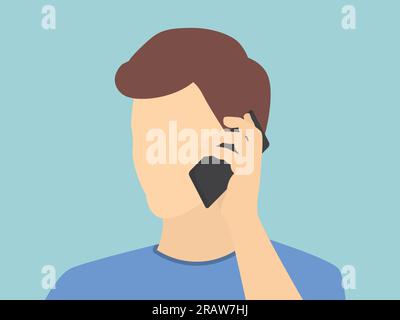 young man talking on the mobile phone  - vector illustration Stock Vector