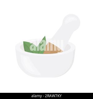 mortar with herbs and peste icon -vector illustration Stock Vector