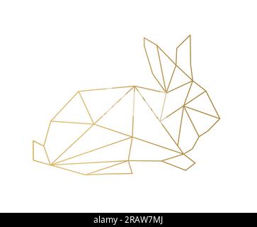 golden geometric rabbit silhouette- vector illustration Stock Vector
