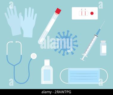 COVID-19, pandemic related icons - vector illustration Stock Vector