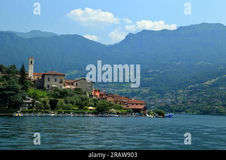 Lake Iseo, Peschiera Maraglio town. Lago d'Iseo, Iseosee, Italy. Monte Isola Stock Photo