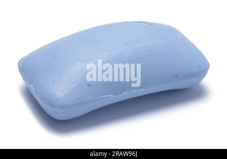 Blue Bar of Soap Cut Out on White. Stock Photo