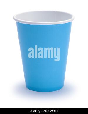 Blue Paper Cup Cut Out on White. Stock Photo