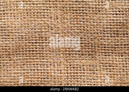 Brown Burlap Fabric Texture Background Close Up. Stock Photo