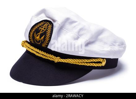 Navy Captain Hat Cut Out on White. Stock Photo