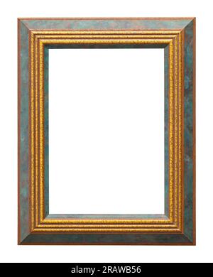 Aged Rectangle Picture Frame Cut Out on White. Stock Photo