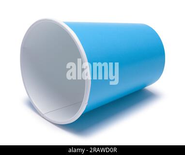 Tipped Blue Paper Cup Cut Out on White. Stock Photo