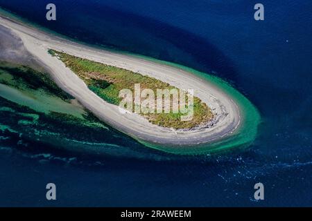 Aerial image of Sidney Island, Gulf Islands, BC, Canada Stock Photo