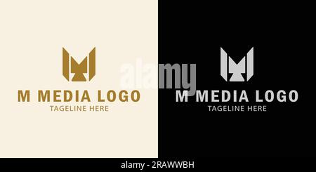 Media logo. letter M, multimedia. Letter m initial logo with video camera. Creative logo professional. simple vector design editable Stock Vector