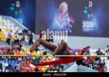 San Salvador, El Salvador. 05th July, 2023. Marys Patterson from Cuba performs a high jump during the Latin American and Caribean Games in San Salvador. Credit: SOPA Images Limited/Alamy Live News Stock Photo