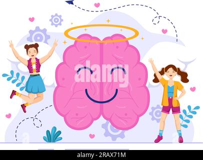 Positives Thoughts Vector Illustration with Thinking Positive as a Mindset in Symbolizing Creativity and Dreams Flat Cartoon Hand Drawn Templates Stock Vector