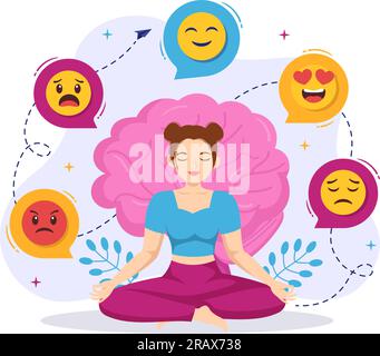 Positives Thoughts Vector Illustration with Thinking Positive as a Mindset in Symbolizing Creativity and Dreams Flat Cartoon Hand Drawn Templates Stock Vector