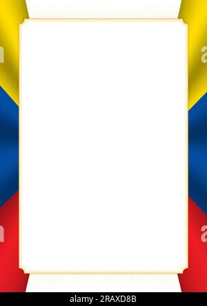 Vertical frame and border with Ecuador flag, template elements for your ...