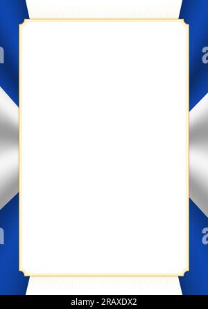 Vertical  frame and border with colors of El Salvador flag, template elements for your certificate and diploma. Vector. Stock Vector