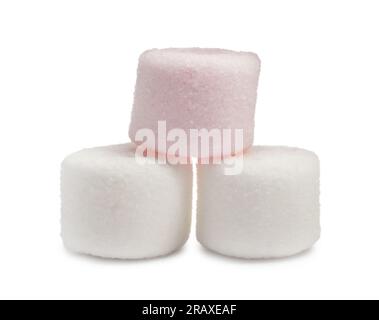 Delicious sweet puffy marshmallows on white background Stock Photo - Alamy