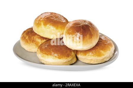 Tasty scones prepared on soda water isolated on white Stock Photo