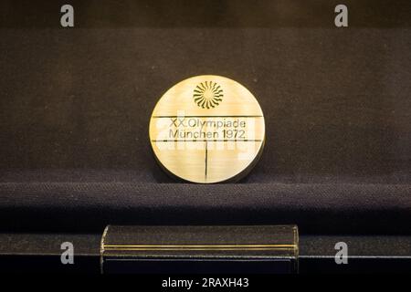 Tartu, Estonia - June 10, 2023: Participation medal design from Olympics in Munich 1972. Stock Photo