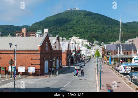 June 8, 2023: Kanemori Red Brick Warehouse, built in 1909 was the first commercial warehouse in Hakodate, Hokkaido, Japan. Now it is a commercial comp Stock Photo